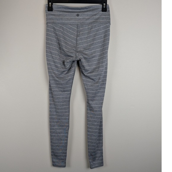 Athleta Womens Grey White Striped Performance Leggings Size S Heathered Active - Picture 2 of 7